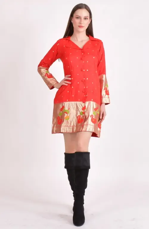 Jacquard Butti Silk Mini Blazer Dress by RAAS