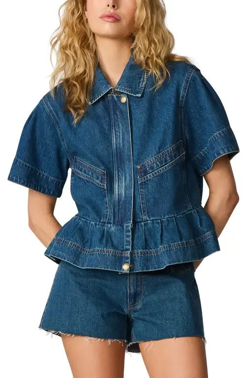 Haezel Peplum Denim Jacket by Steve Madden