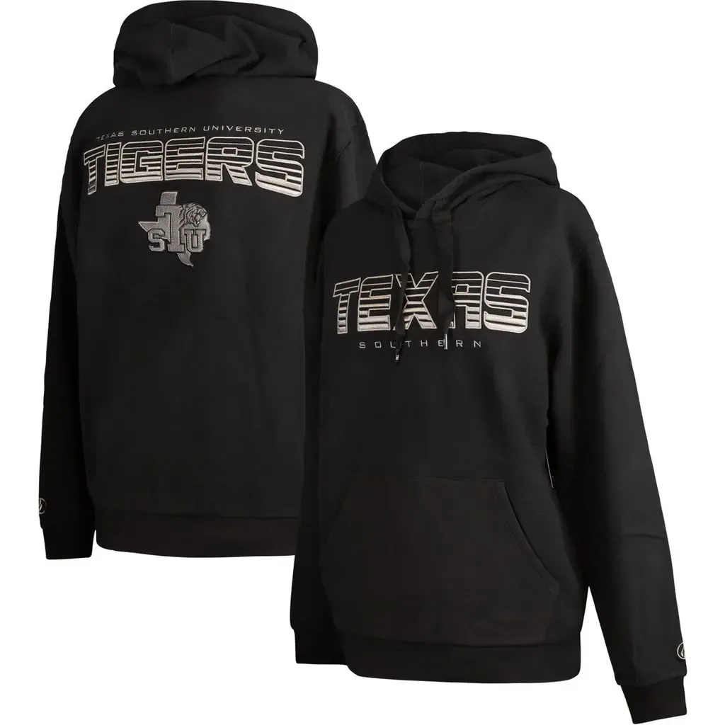 FISLL Black Texas Southern Tigers Puff Print Sliced Pullover Hoodie by FISLL