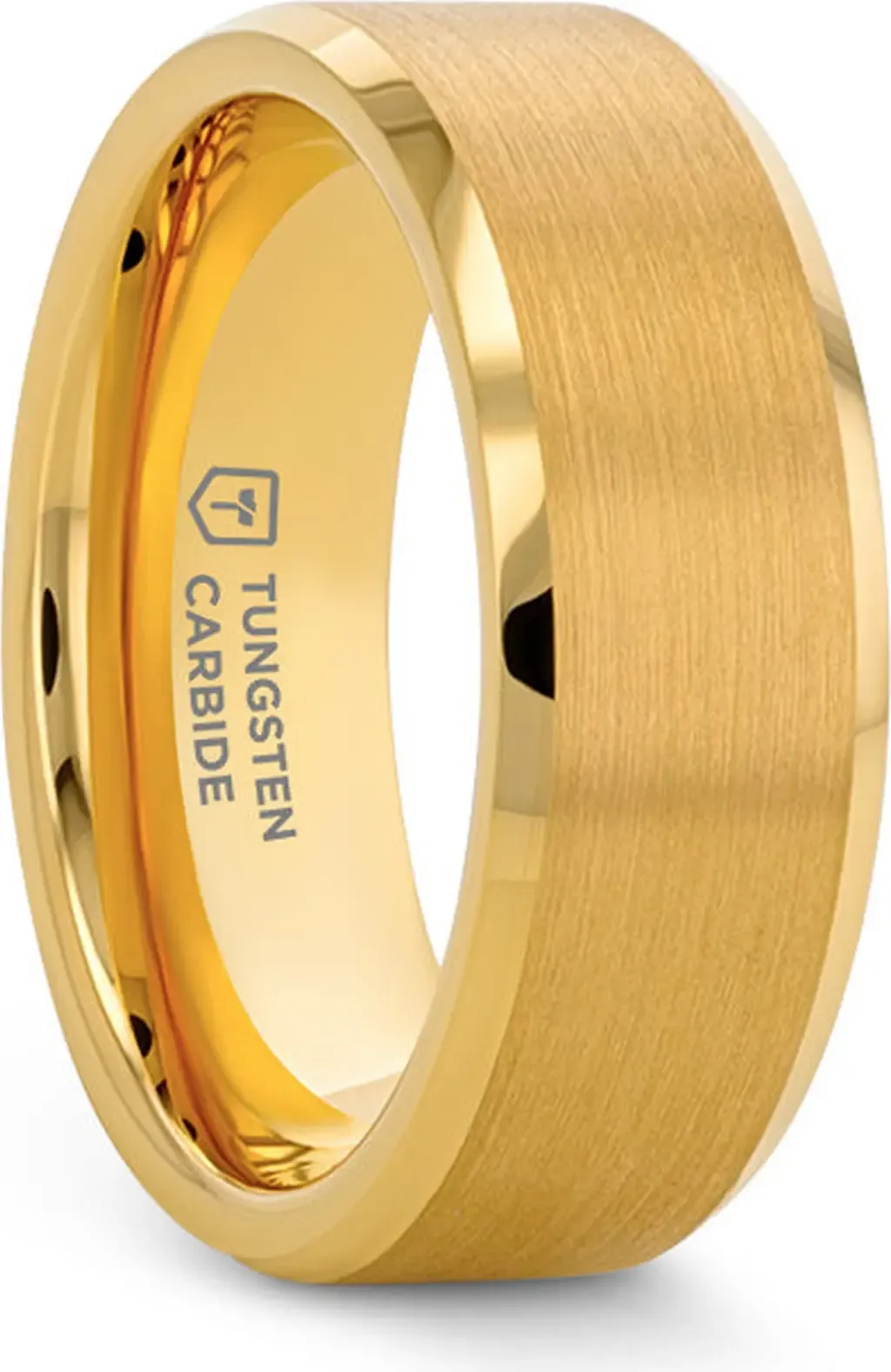 Tungsten Beveled Edge Flat Wedding Band with Brushed Center 8Mm by Larson Jewelers