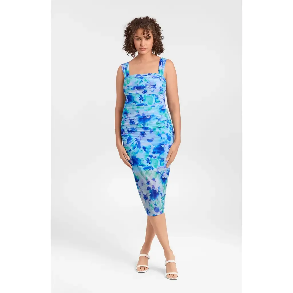 Sculpting Shapewear Draped Mesh Midi Dress by S3 Apparel