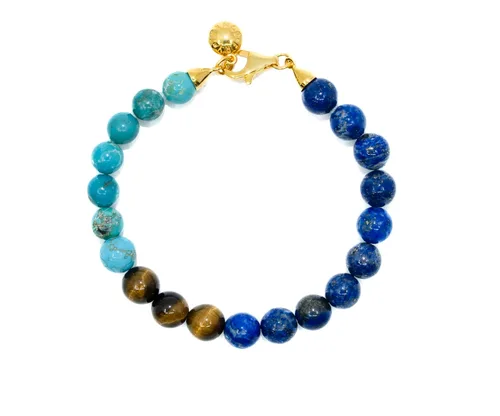 Lapis, Tiger Eye + Turquoise Bracelet by FRY POWERS