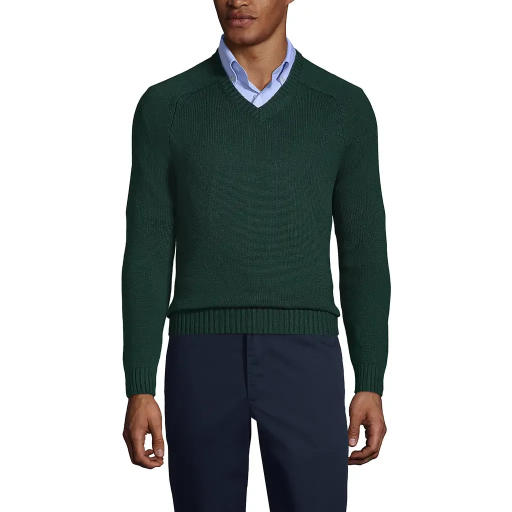 School Uniform Young Cotton Modal V-Neck Sweater by Lands' End