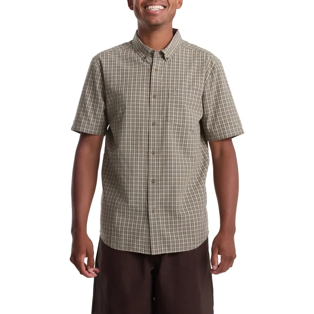 Brewster Check Short Sleeve Button-Down Shirt by Volcom