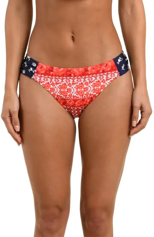Flowers & Stripes Shirred Side Hipster Bikini Bottoms by Sunshine 79