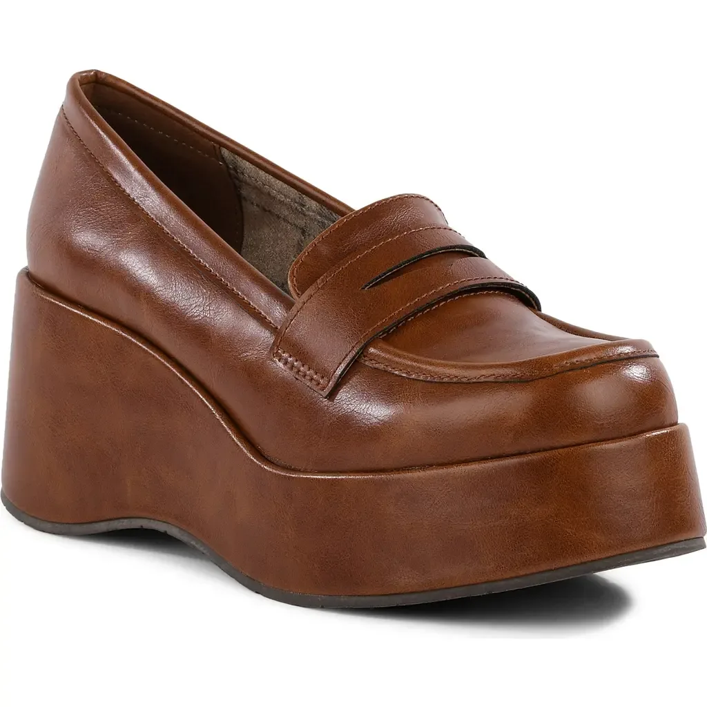 Ambitious Faux Leather Platform Wedge Loafer by BC Footwear