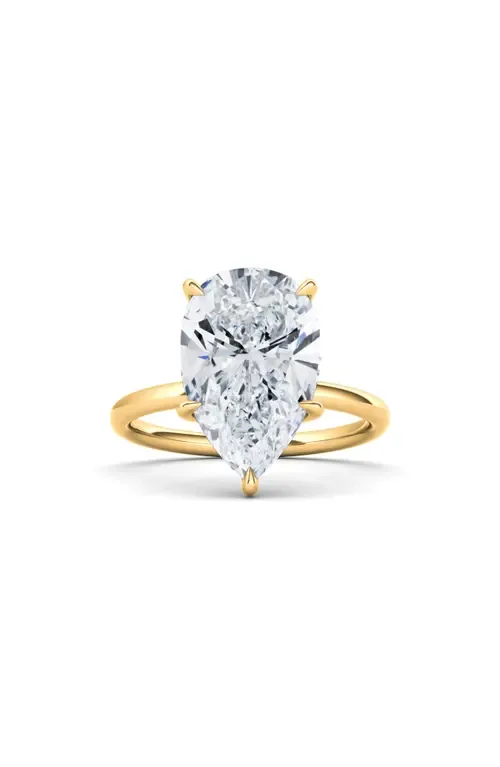 Pear Cut Lab Created Diamond Ring in 2.00 Ctw 18K Yellow Gold