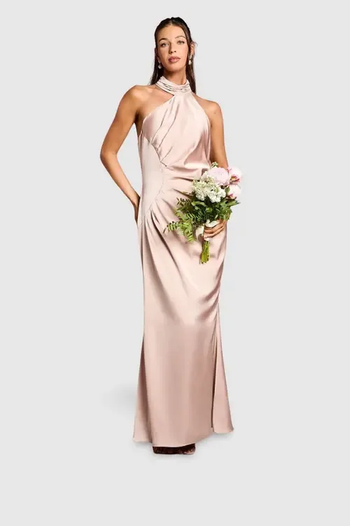 Satin Asymmetric Neck Maxi Dress by Coast