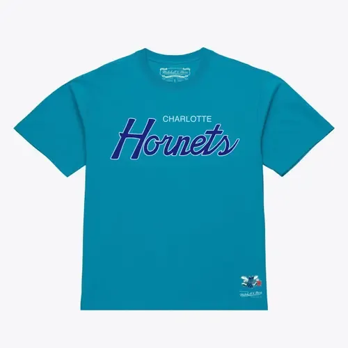 Mitchell & Ness Teal Charlotte Hornets Vintage Wordmark T-Shirt by Mitchell & Ness