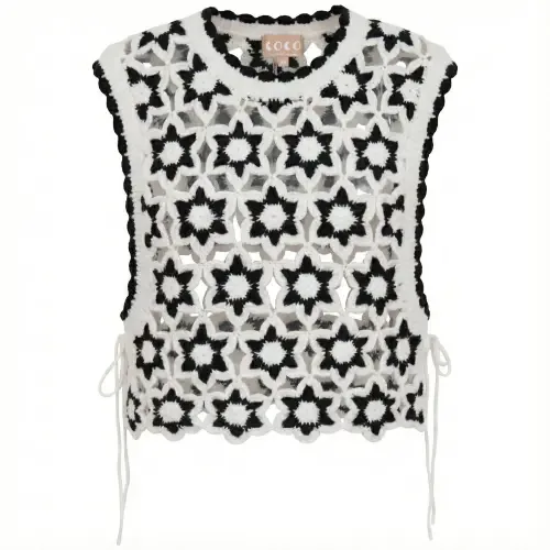Brocade Crochet Bow Tie Knit Vest by Coco