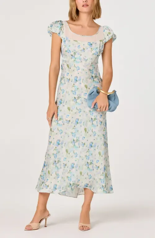 Erma Floral Puff Sleeve Empire Waist Midi Dress