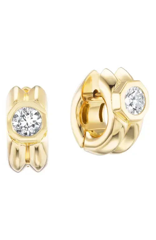 Machina Diamond Huggie Hoop Earrings by Uniform Object