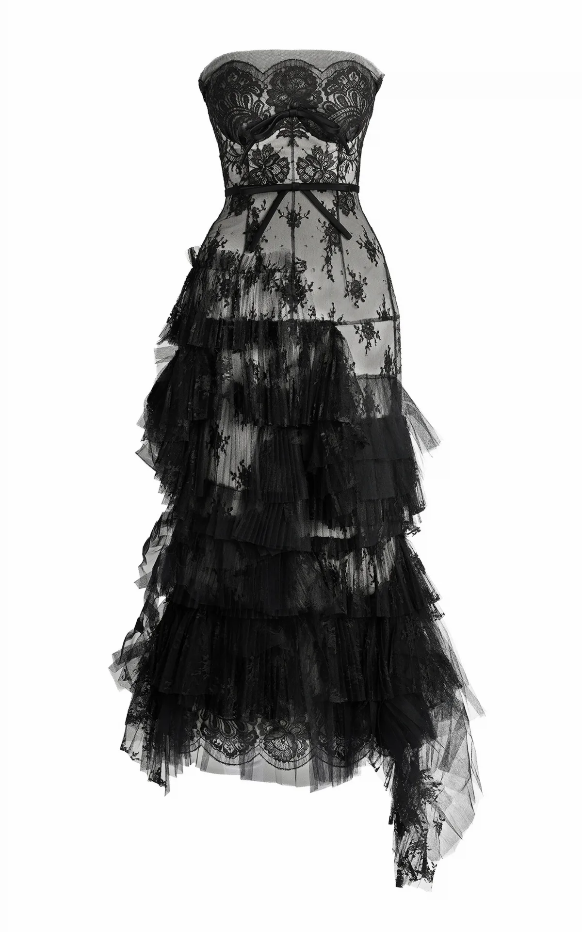 Tiered Lace Bustier Midi Dress by Erdem
