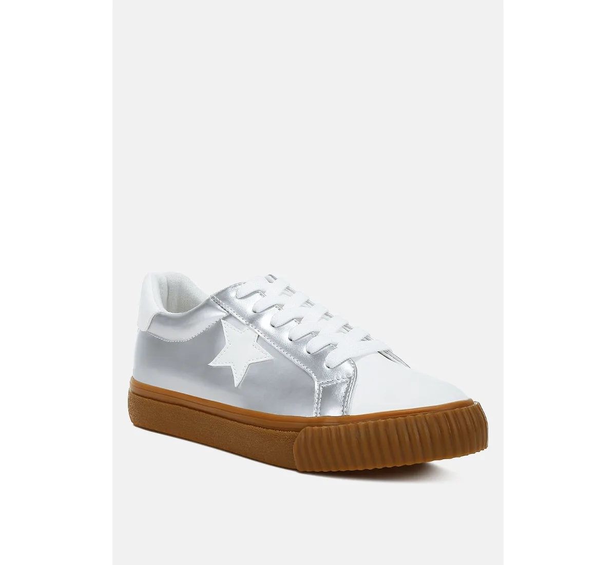 Jumping Jacks Metallic Faux Leather Star Sneakers by London Rag