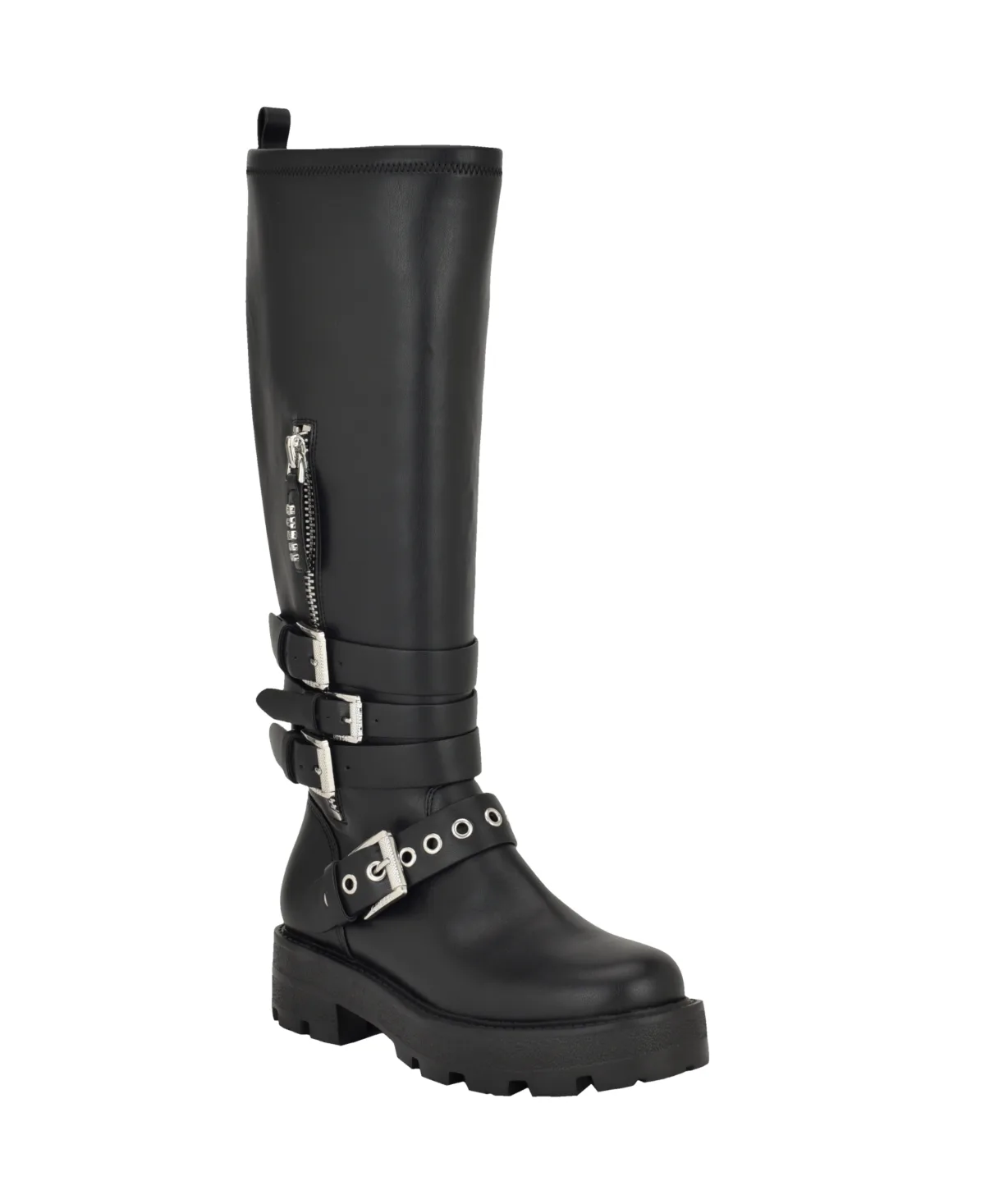 Yanky Tall Buckled Moto Lug Boots by Guess