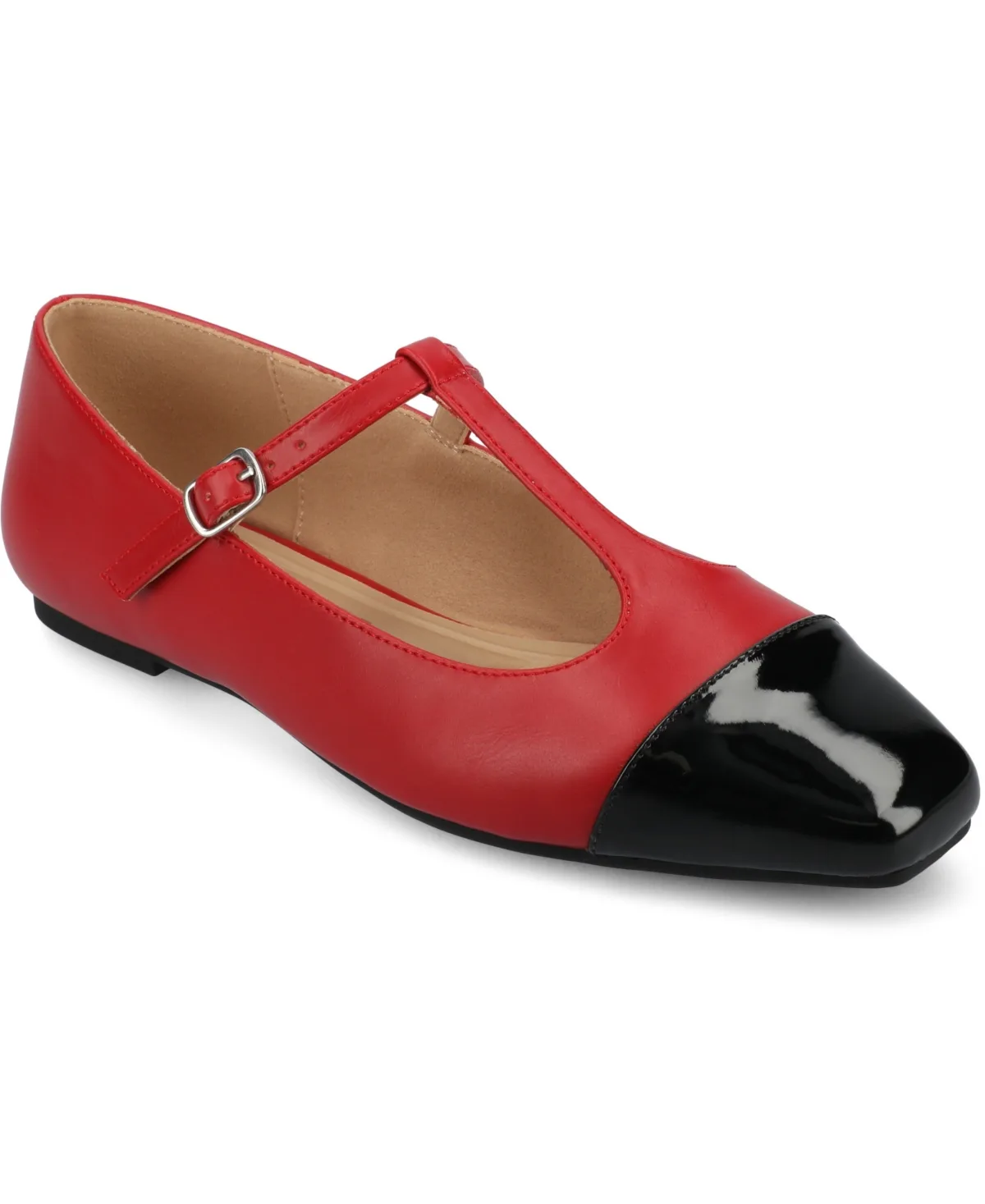 Theah T-Strap Cap Toe Mary Jane Flats by Journee Collection