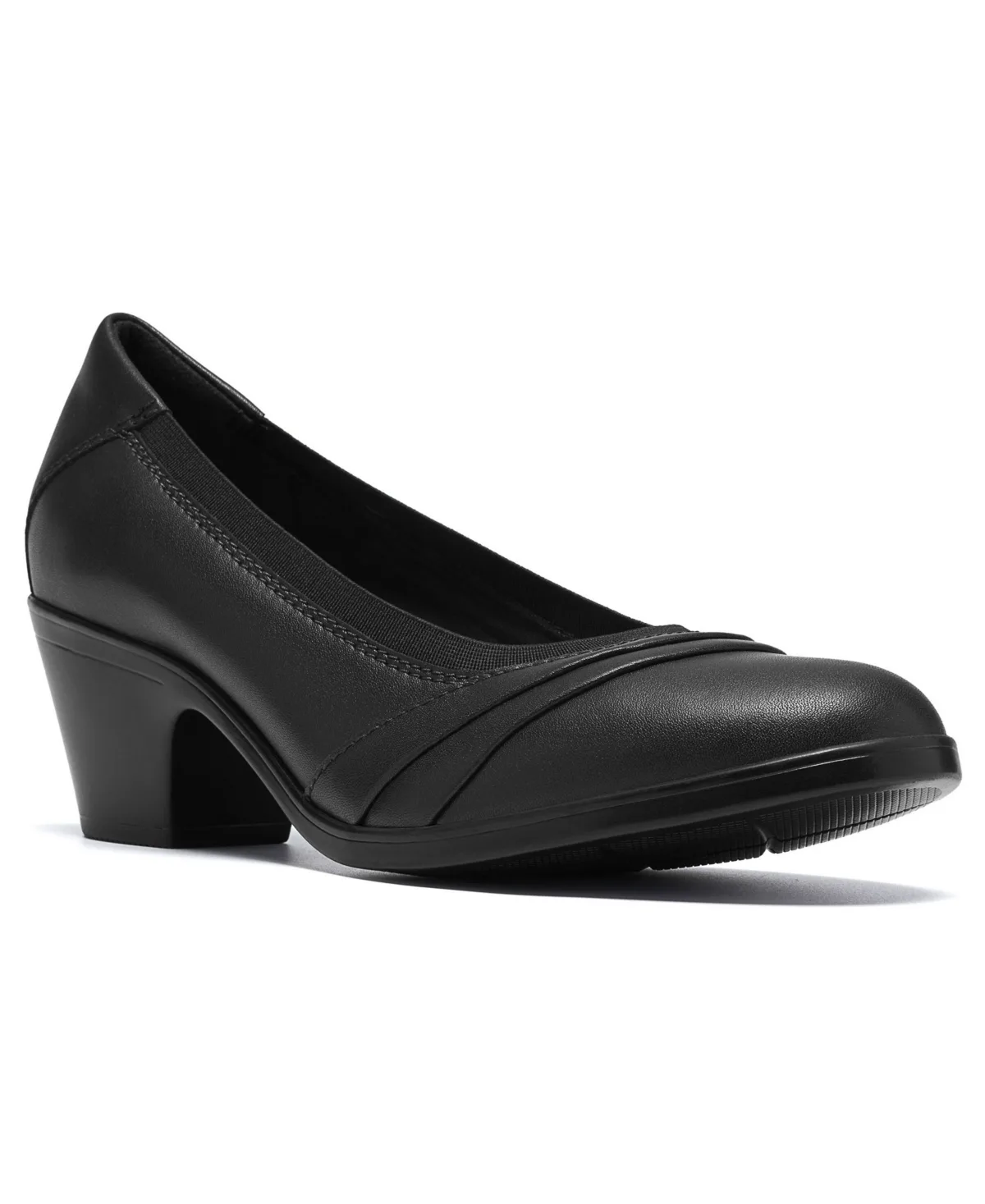 Emily 2 Gracie Block Heel Round Toe Leather Pumps by Clarks