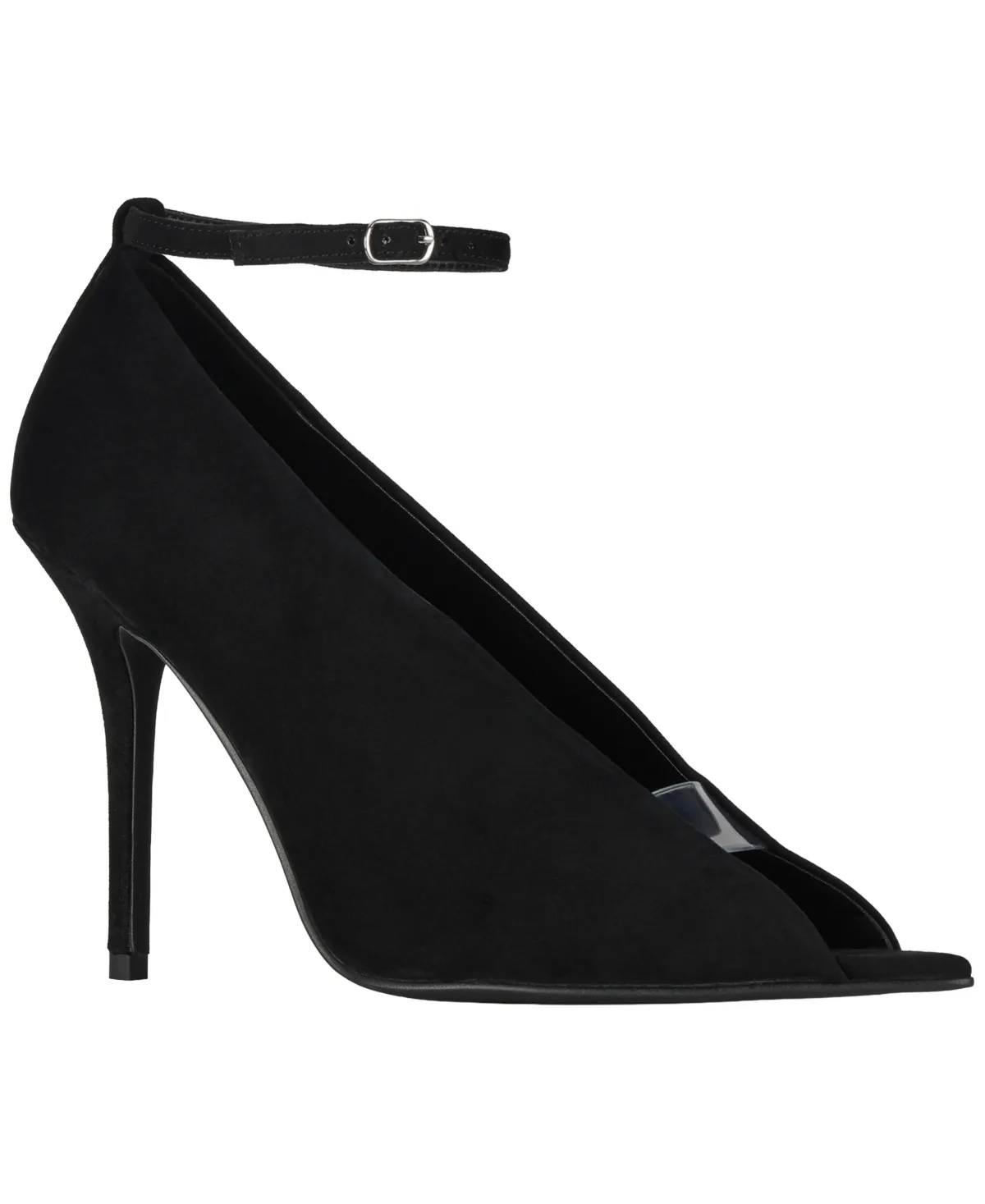 Inherit Pointed Toe Pumps - Black Suede/Clear by Jeffrey Campbell