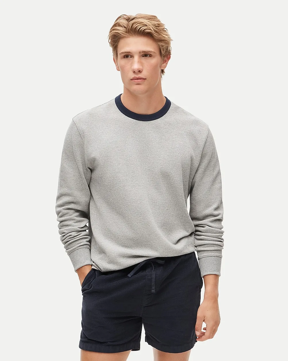 Long-Sleeve Macropiqué Ringer T-Shirt