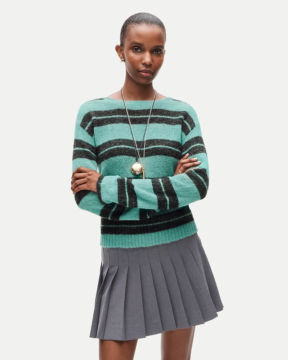High Rib Pullover Sweater in Striped Italian Yarn by J.Crew