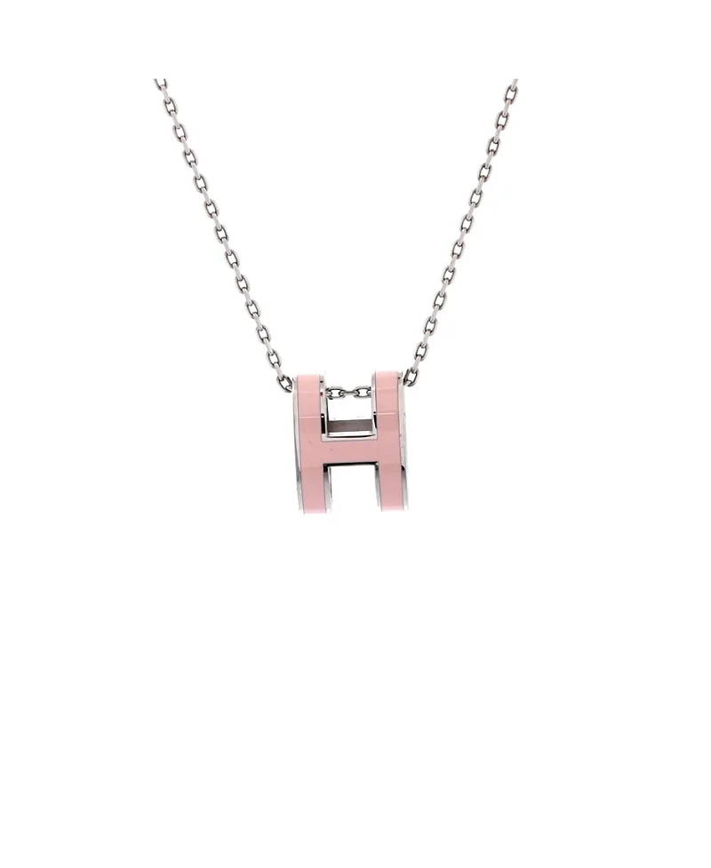 Pre-Owned Hermes Pop H Pendant Chain Necklace Metal and Enamel, 16 by Hermes