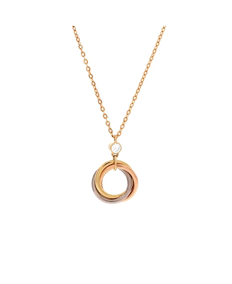 Pre-Owned Cartier Trinity Pendant Necklace 18K Tricolor Gold with Diamond, 17 by Cartier's