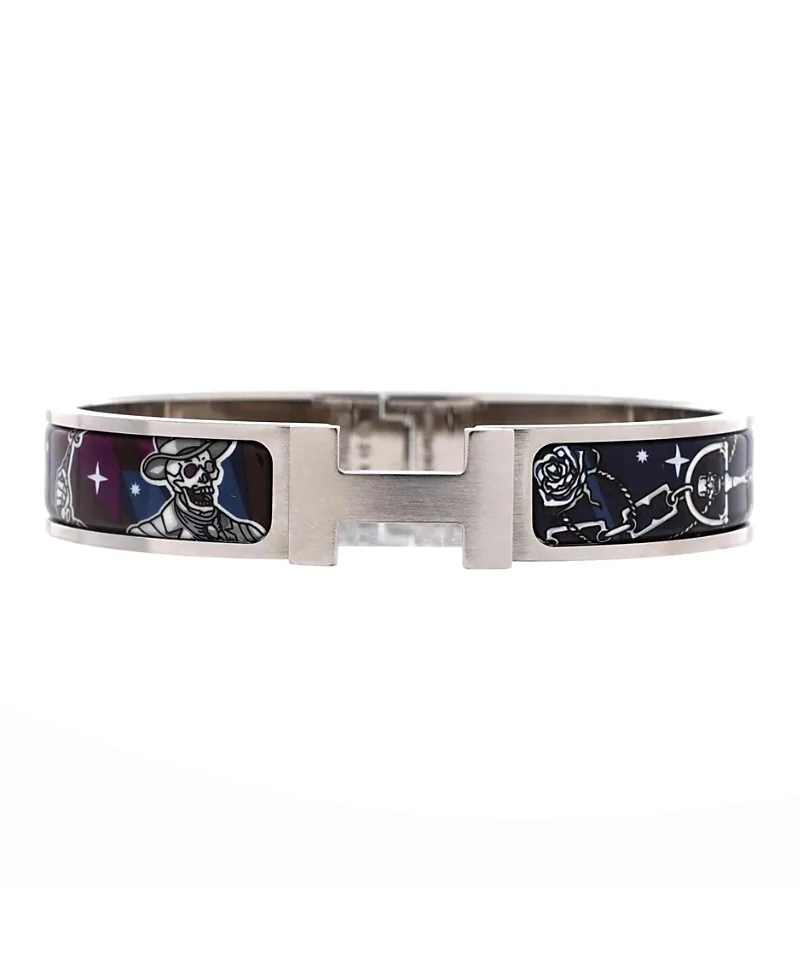 Pre-Owned Hermes Narrow Clic Hh Bracelet Printed Enamel with Brushed Hardware by Hermes