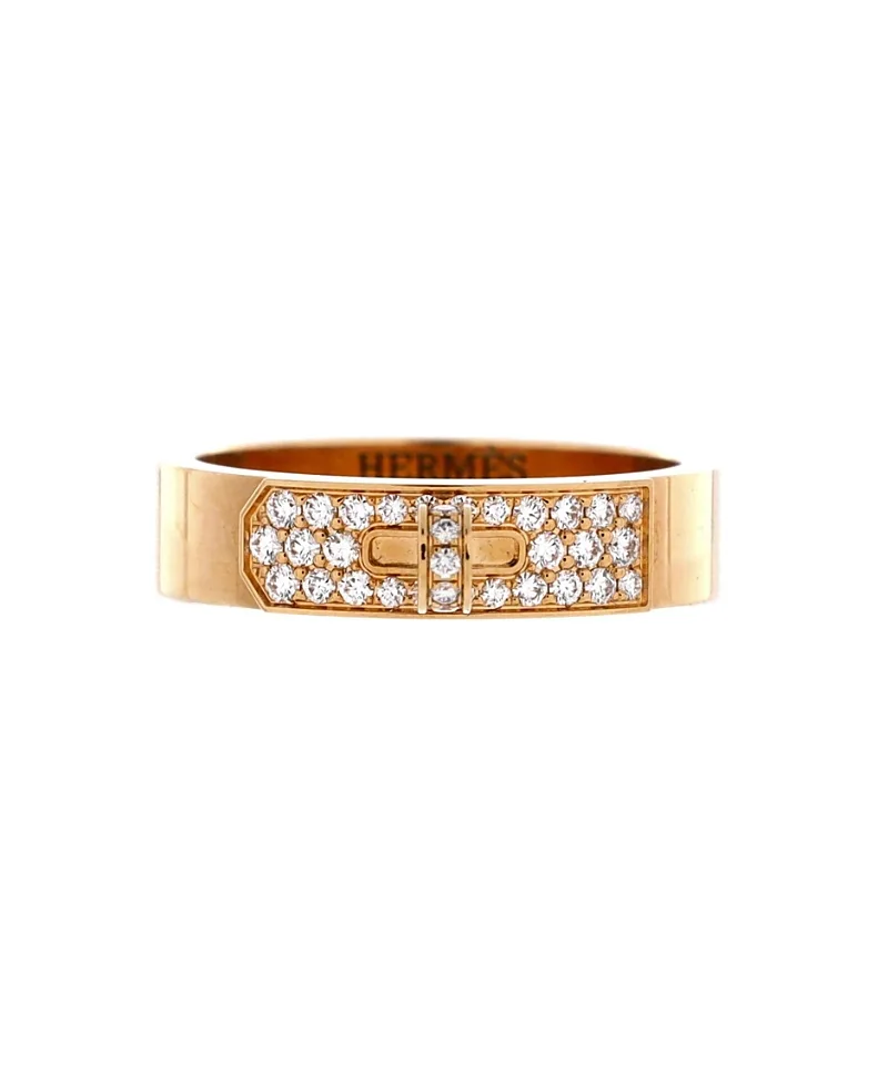 Pre-Owned Pm Kelly Ring 18K Gold with Pave Diamonds by Hermes