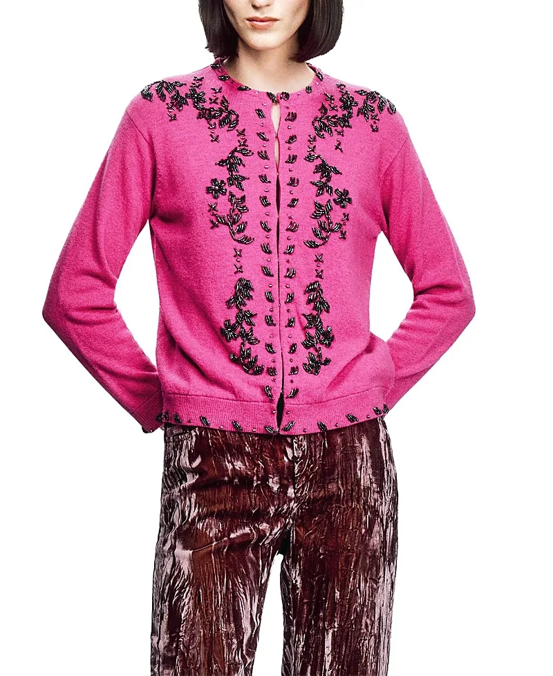 Beaded Knit Cardigan by Anna Sui
