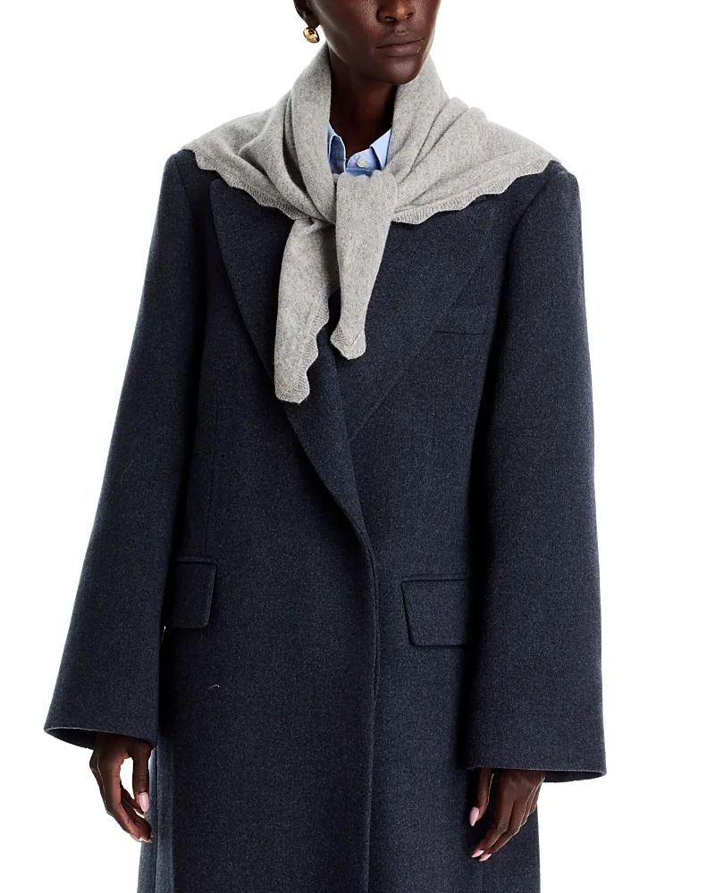 Scallop Knit Wool Triangle Scarf by Echo