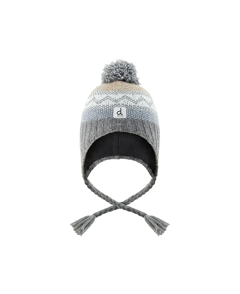 Peruvian Fair Isle Jacquard Earflap Knit Hat with Pompom by Deux Par Deux