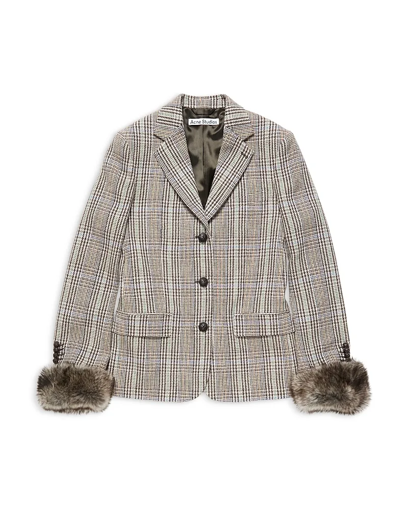 Wool Blend Shearling Cuff Blazer by Acne Studios