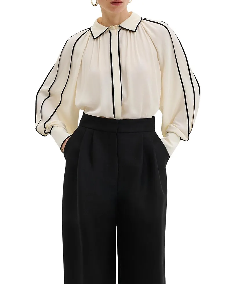 Bea Contrast Edge Chiffon Blouse by Malina
