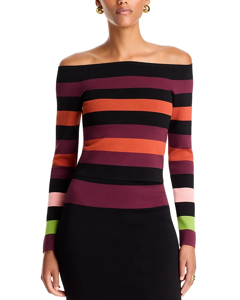 Off-the-Shoulder Long Sleeve Knit Top by Christopher John Rogers