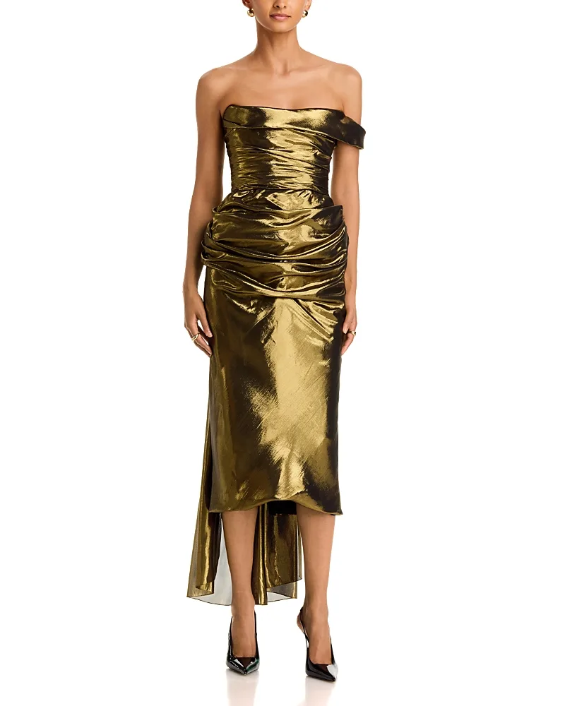 Silk Blend Lame Cocktail Dress by Sergio Hudson