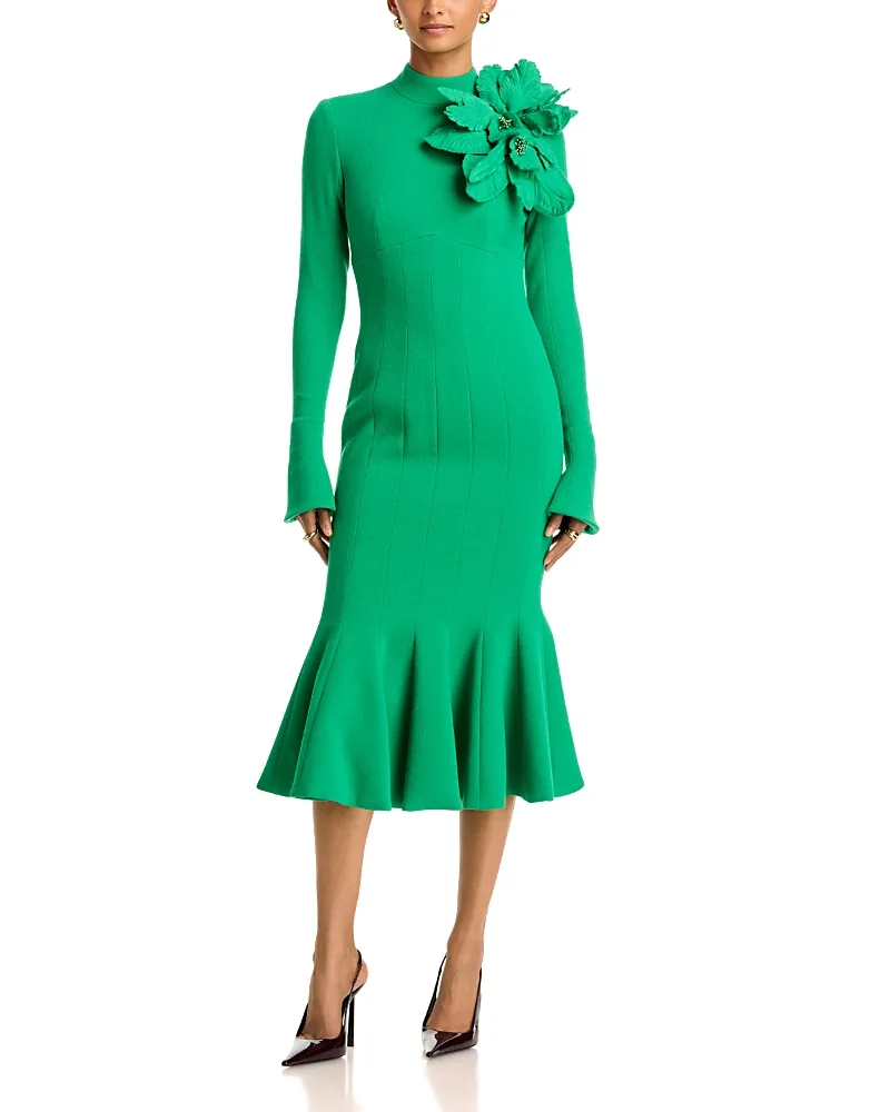 Tulip Wool Crepe Midi Dress by Sergio Hudson