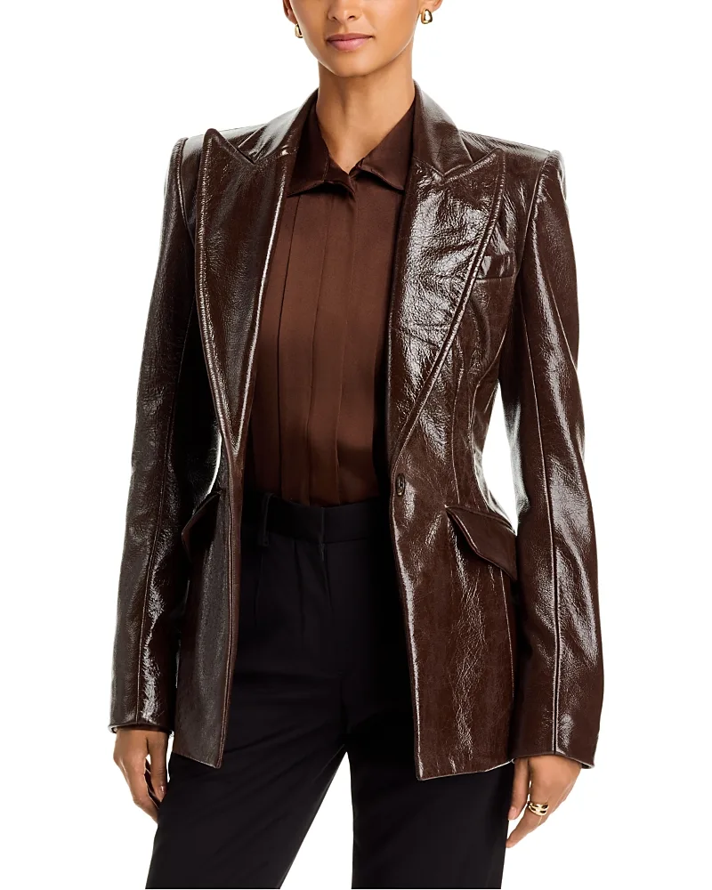 Leather Single Breasted Blazer by Sergio Hudson