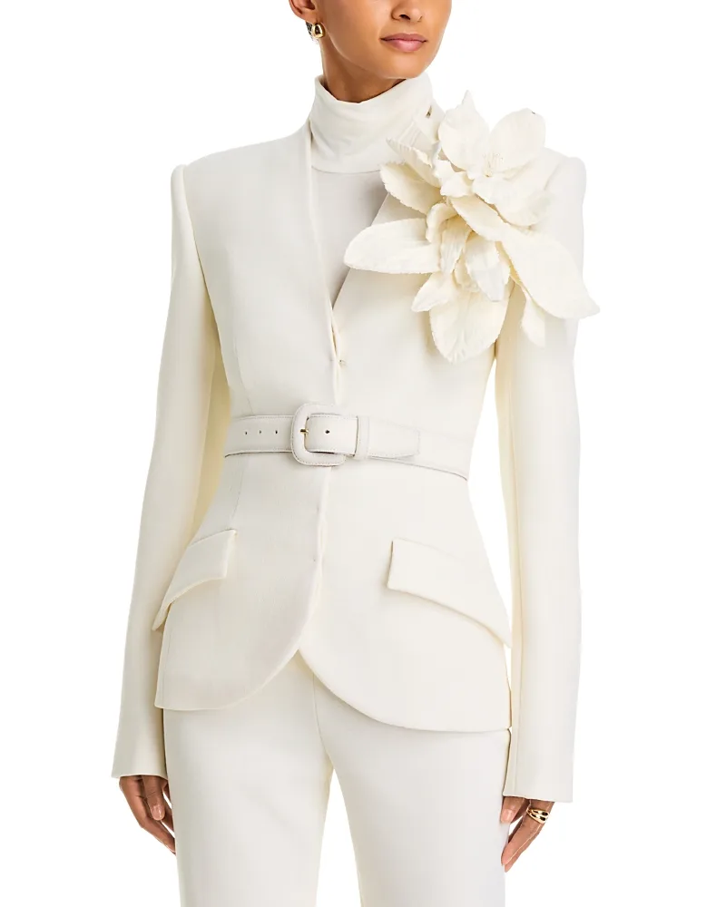 Wool Blend Collarless Blazer by Sergio Hudson