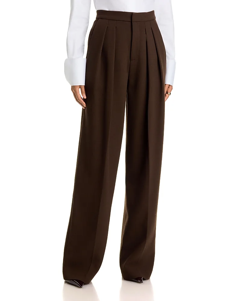 Wool Crepe Pleated Pants