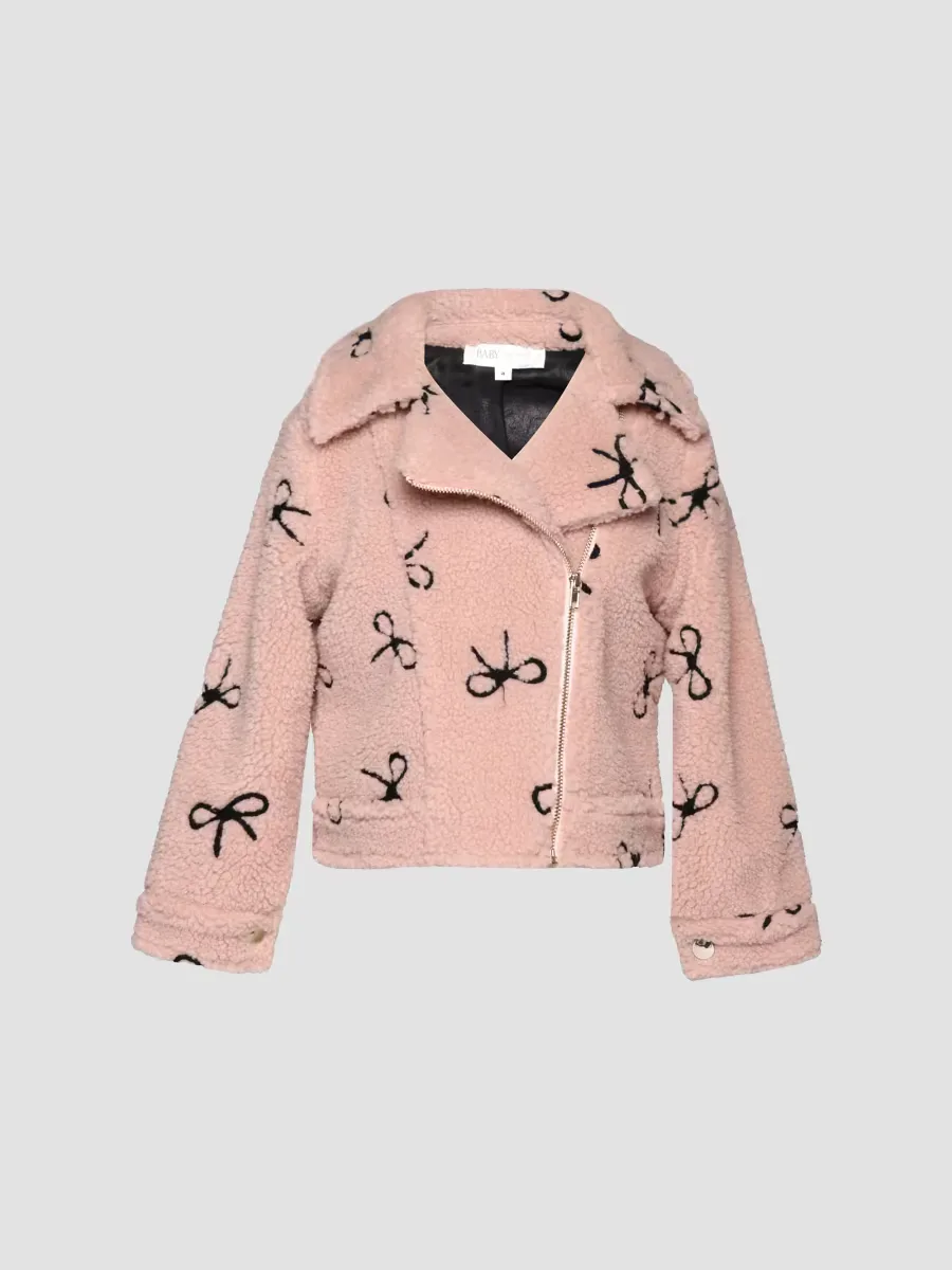 Bow-Embroidered Faux-Fur Jacket by Hannah Banana