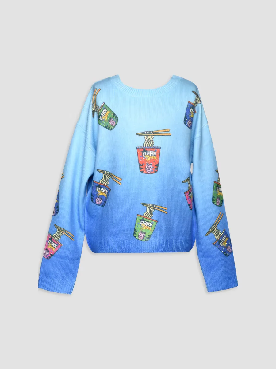 Noodle-Print Ribbed Sweater by Hannah Banana