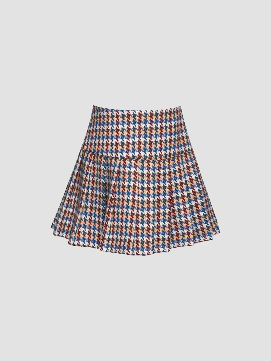 Houndstooth Pleated Skirt by Hannah Banana