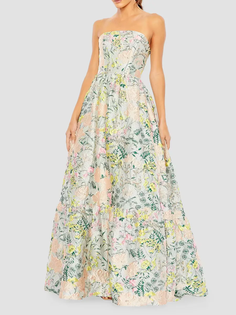 Mac Duggal Floral Brocade Ball Gown