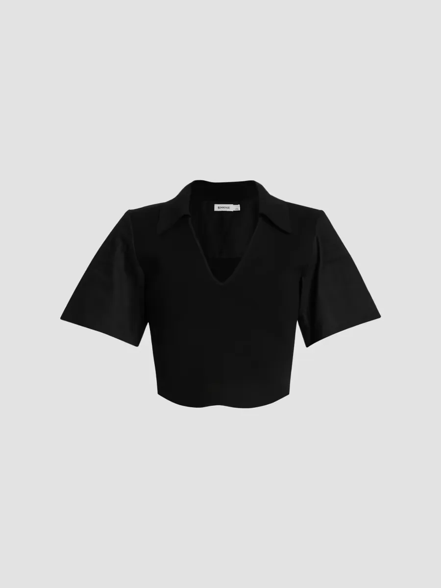 Lizzie Linen-Blend Short-Sleeve Top by SIMKHAI