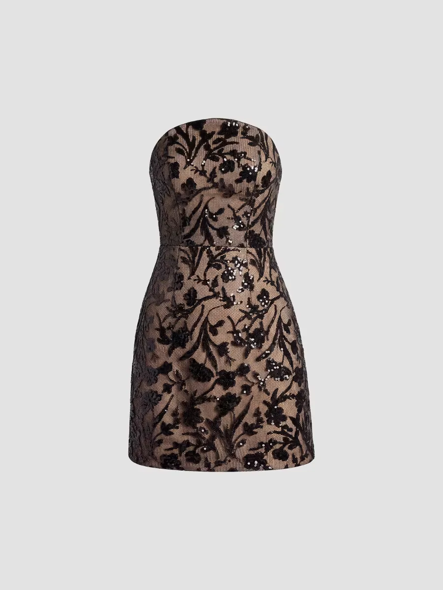 Maisie Sequined Mesh Mini Dress