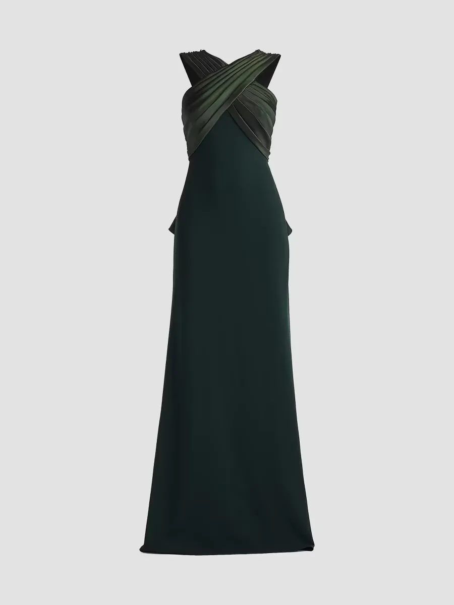 Caro Cascading Halter Gown by Tadashi