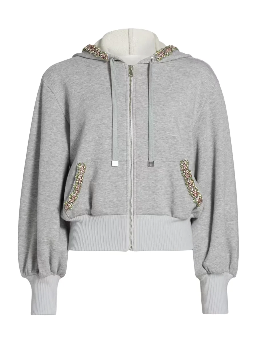 Maddie Crystal-Embellished Zip Hoodie by Cinq  Sept