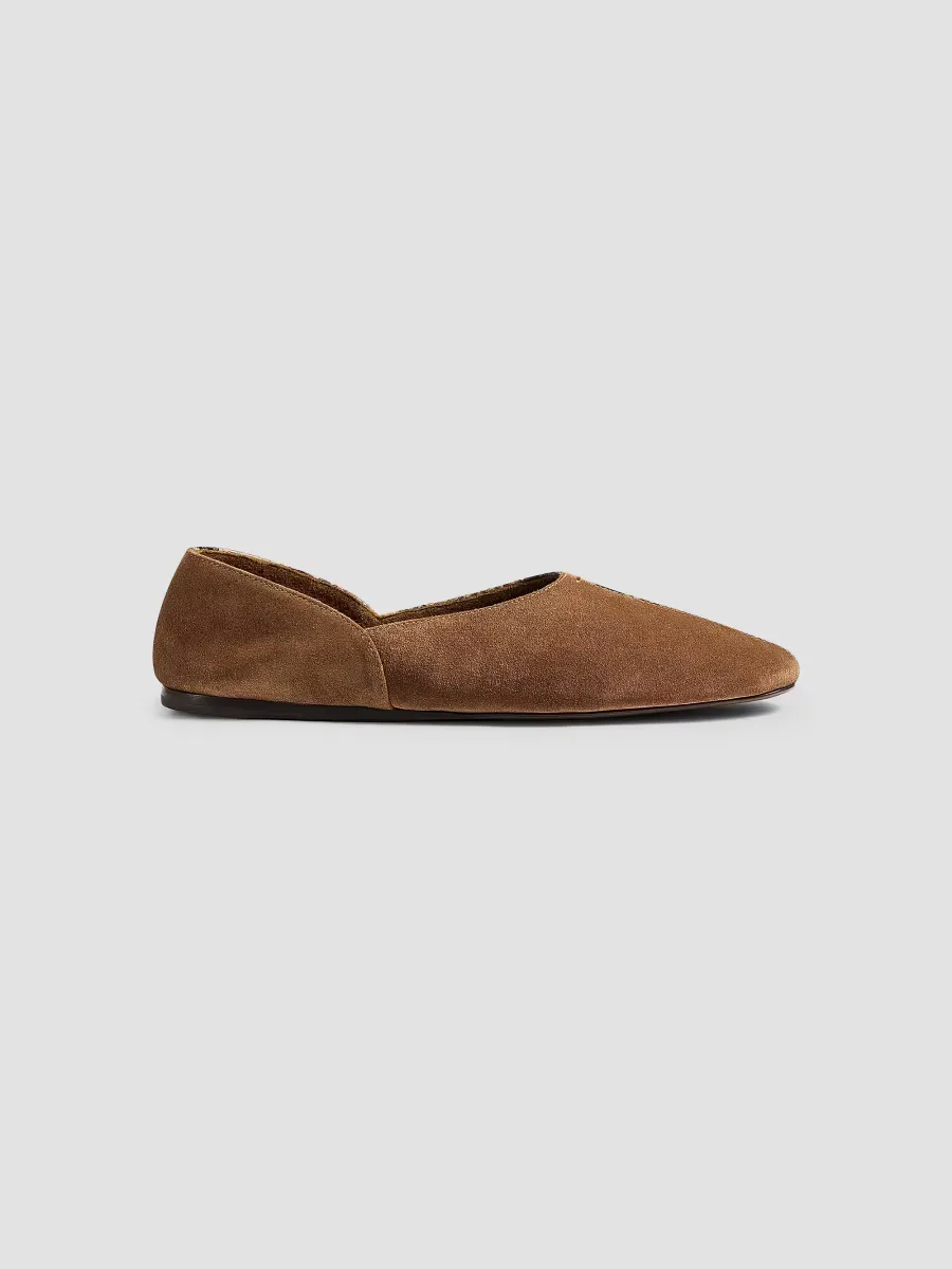 Jane Suede & Croc-Embossed Leather Flats by Khaite