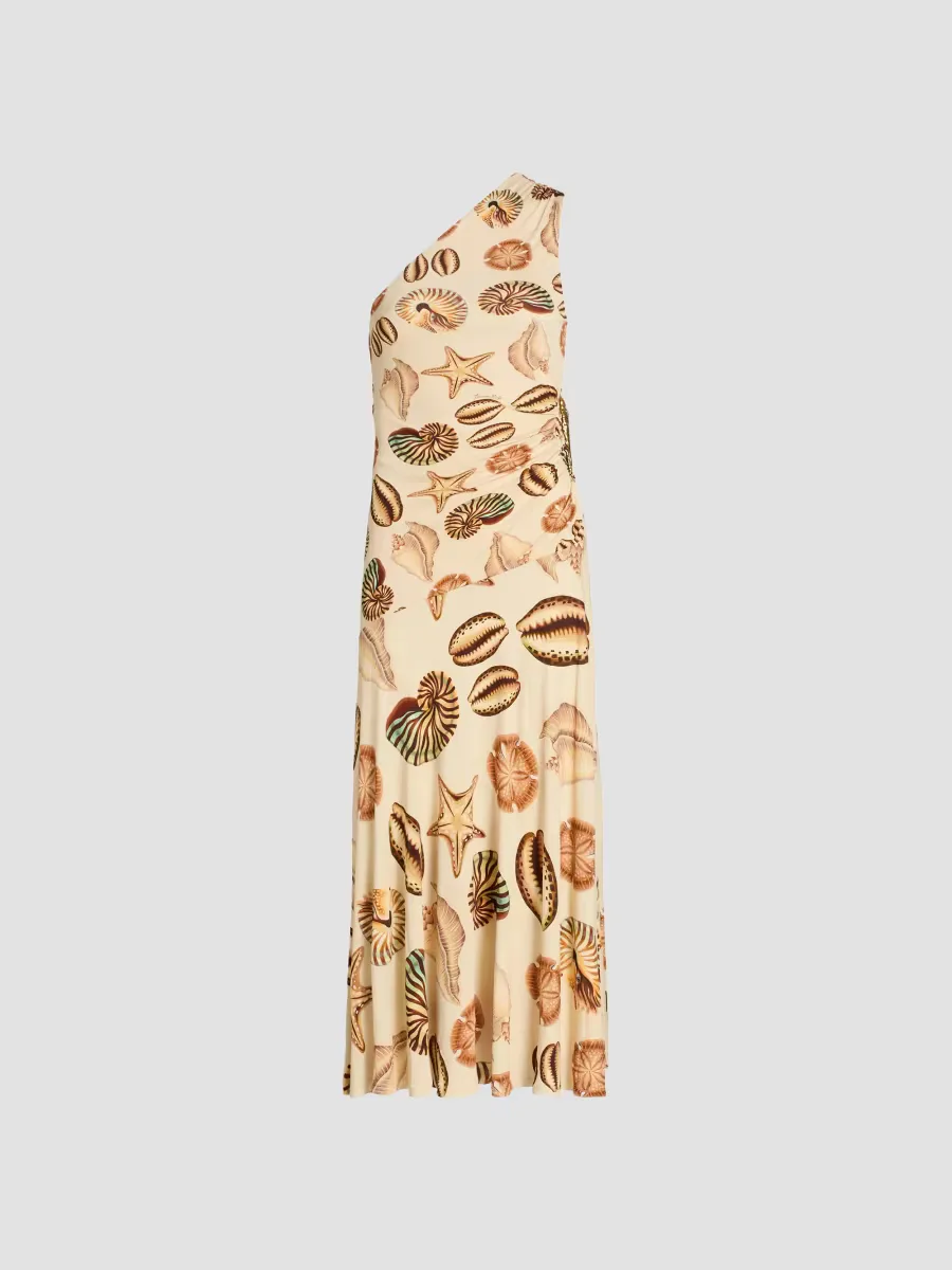 Marine Shells One-Shoulder Midi Dress by FARM Rio