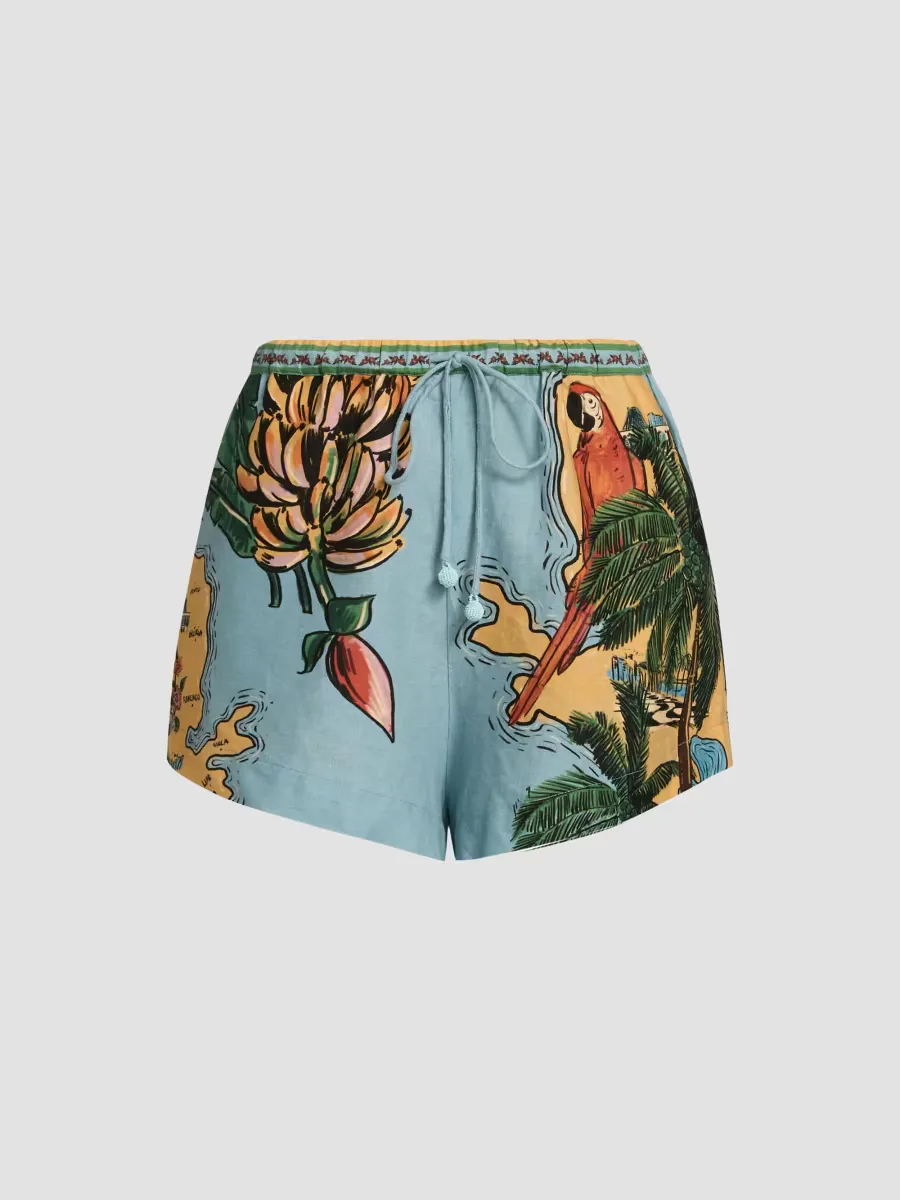 Ligia Floral Linen-Blend Shorts